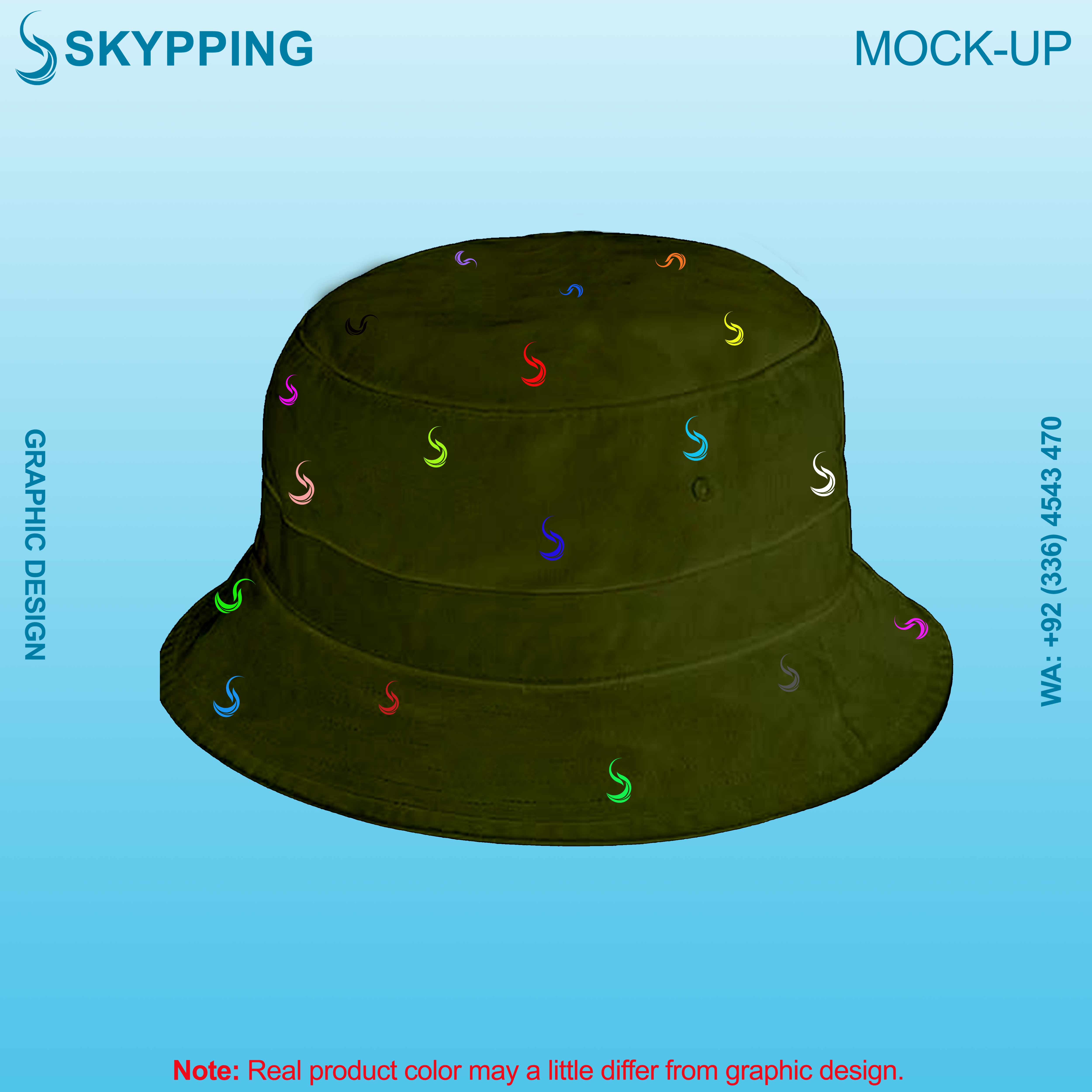 Bucket Hat - Boonie Hat with multiple colored logo in embroidery with denim fabric